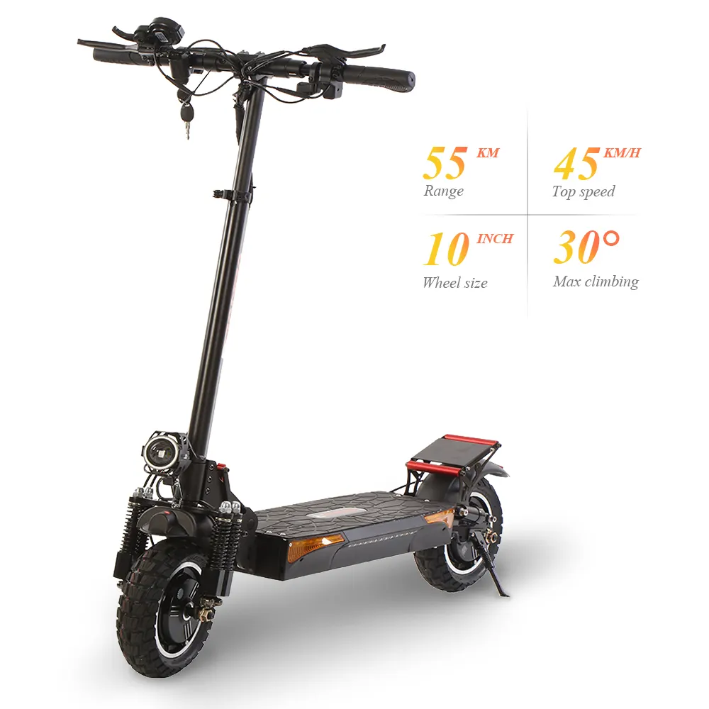 Scooter elétrico para bicicleta, fora da estrada, duas rodas, 48v, 17.5ah, bateria de 10 polegadas, pneu gordo, poderoso, motor duplo, 1000w