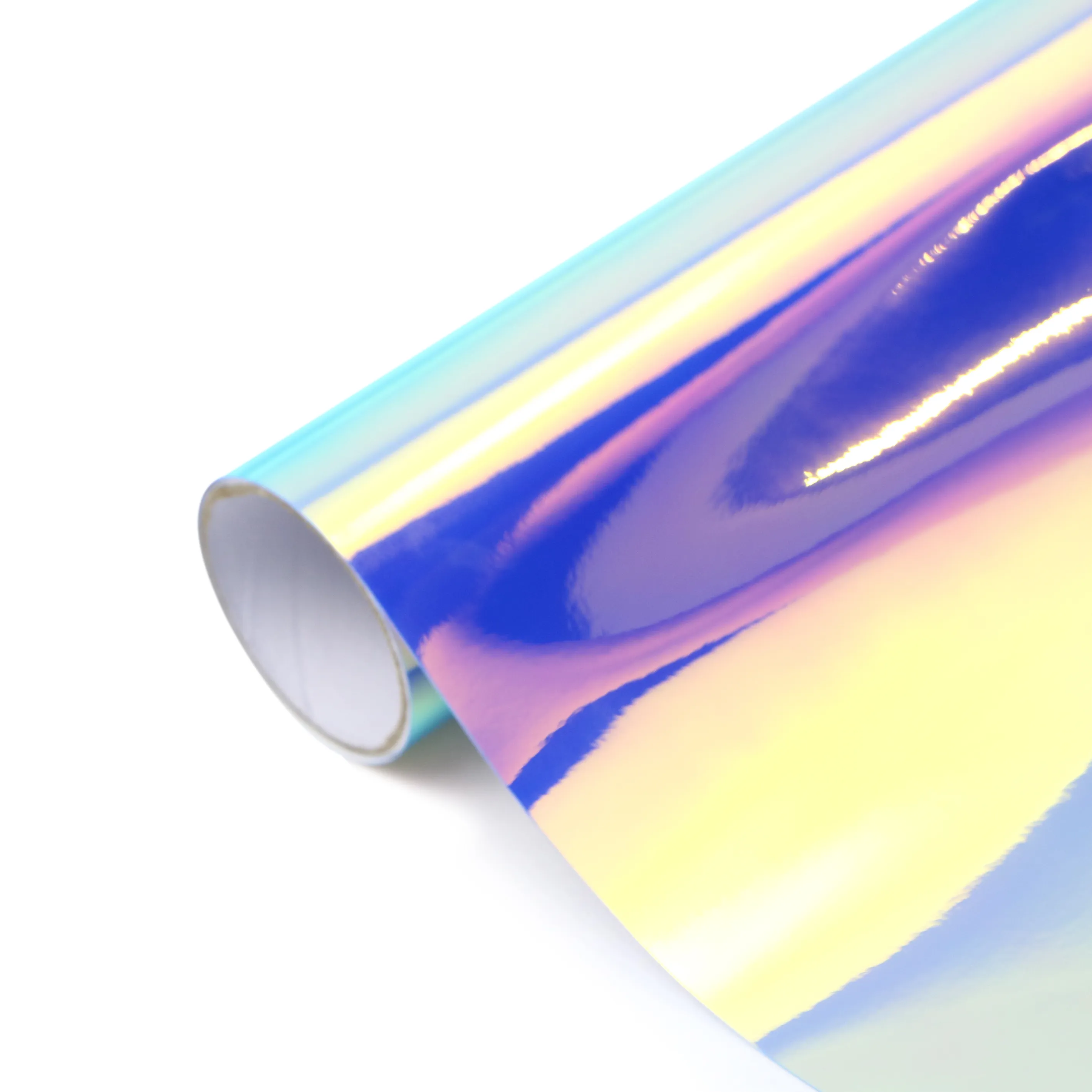Stiker vinil mengilap holografik opal pelangi kualitas baik untuk memotong film dekoratif kerajinan DIY kualitas tinggi vinil berperekat warna-warni OEM
