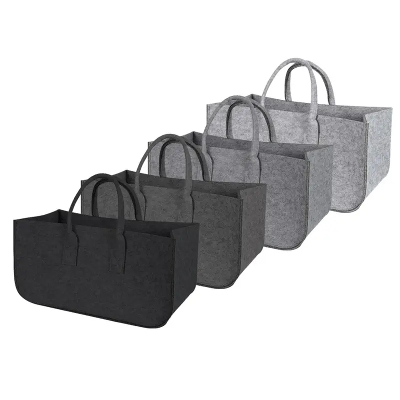 पुन: प्रयोज्य कस्टम लोगो पर्यावरण-अनुकूल आरामदायक बड़ी क्षमता वाला फेल्ट बैग महिलाओं के लिए फेल्ट टोट बैग हैंडबैग ऊन फेल्ट फायरवुड बैग