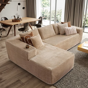 Modern l-şekil modüler bulut kanepe seti evcil hayvan dostu kadife kumaş sünger dolu depolama osmanlı daire için abd - Product Image 3