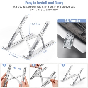 Soporte de plástico de aluminio ajustable para ordenador portátil, elevador de ordenador con diseño de disipación de calor, soporte para portátil, mesa plegable de escritorio para ordenador - Product Image 4