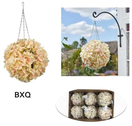 coral silk wedding artificial hanging hydrangea kissing flower balls