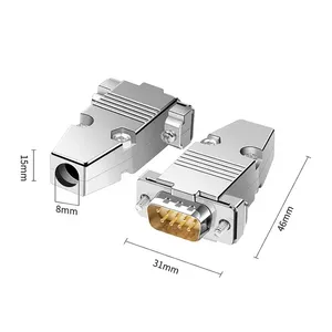 Metal DB9 seri fiş konnektörü altın kaplama 2 satır 9 Pin RS232 konnektörler erkek kadın DB 9 COM PLC seri adaptör kabuk ile - Product Image 2