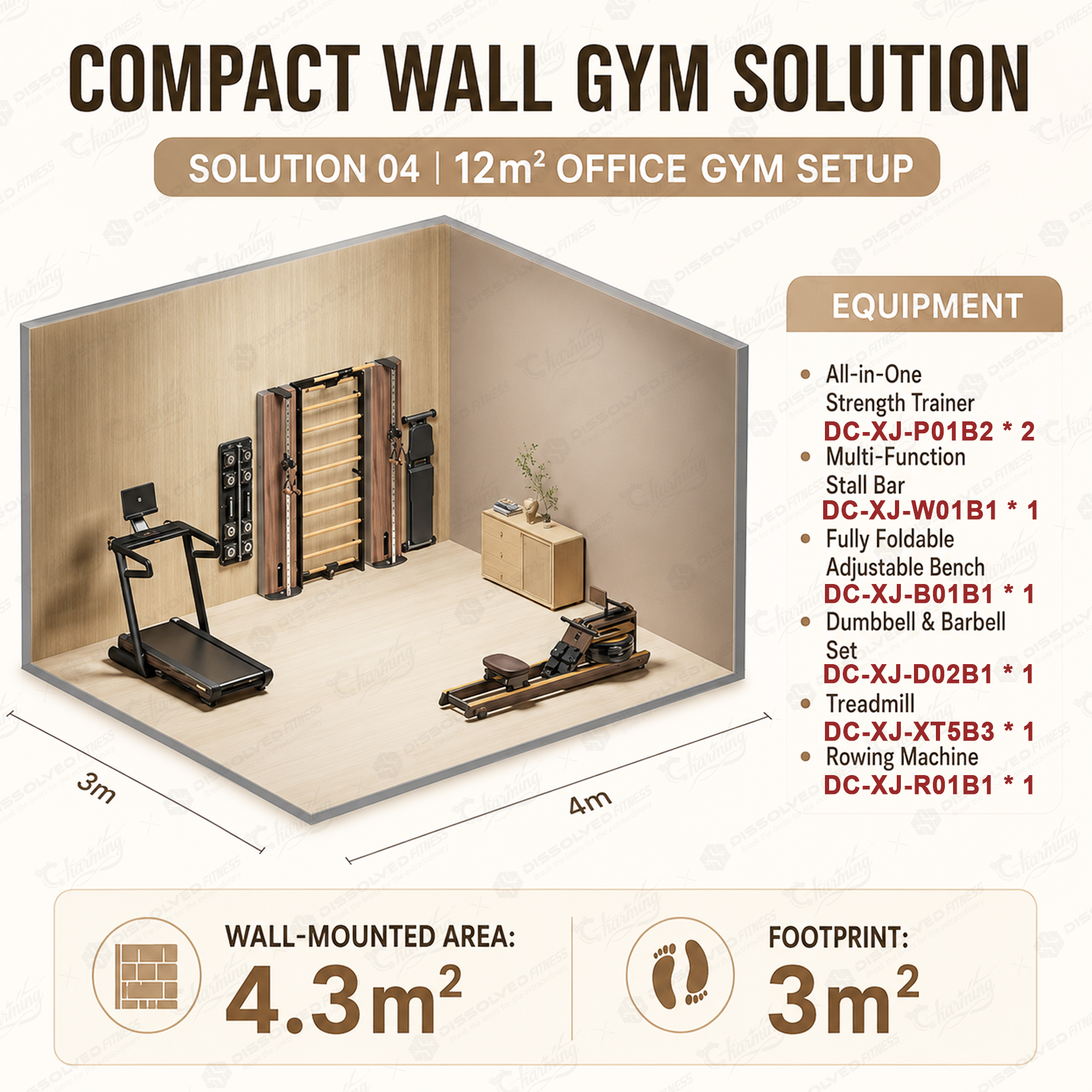 negro 12㎡ CONFIGURACIÓN DE GIMNASIO EN LA OFICINA
