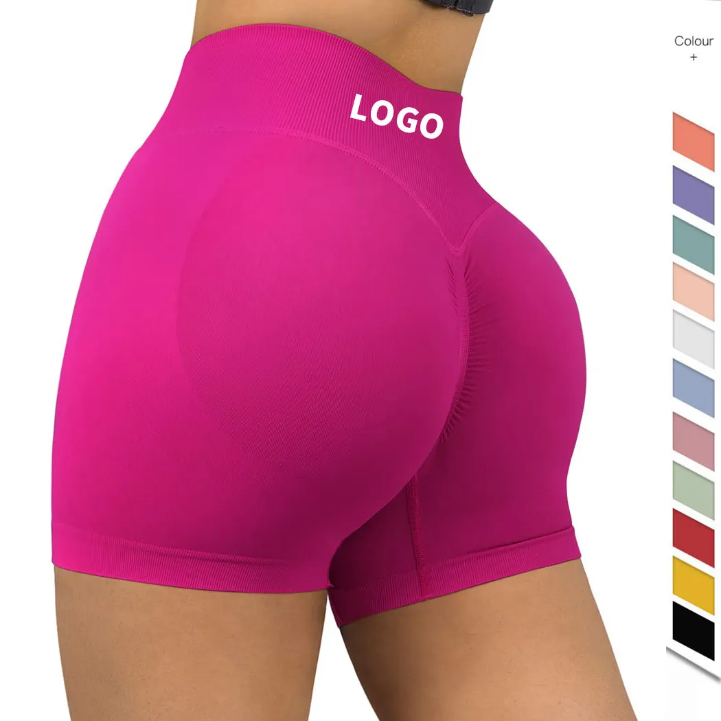 Custom Seamless Gym Shorts Butt Scrunch Fitness Yoga Wear Shorts de cintura alta Workout Yoga shorts para as mulheres