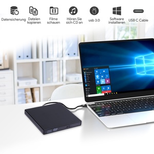 USB 3.0 & Type-C CD/DVD驱动器外置DVD ROM，用于台式机光盘驱动器