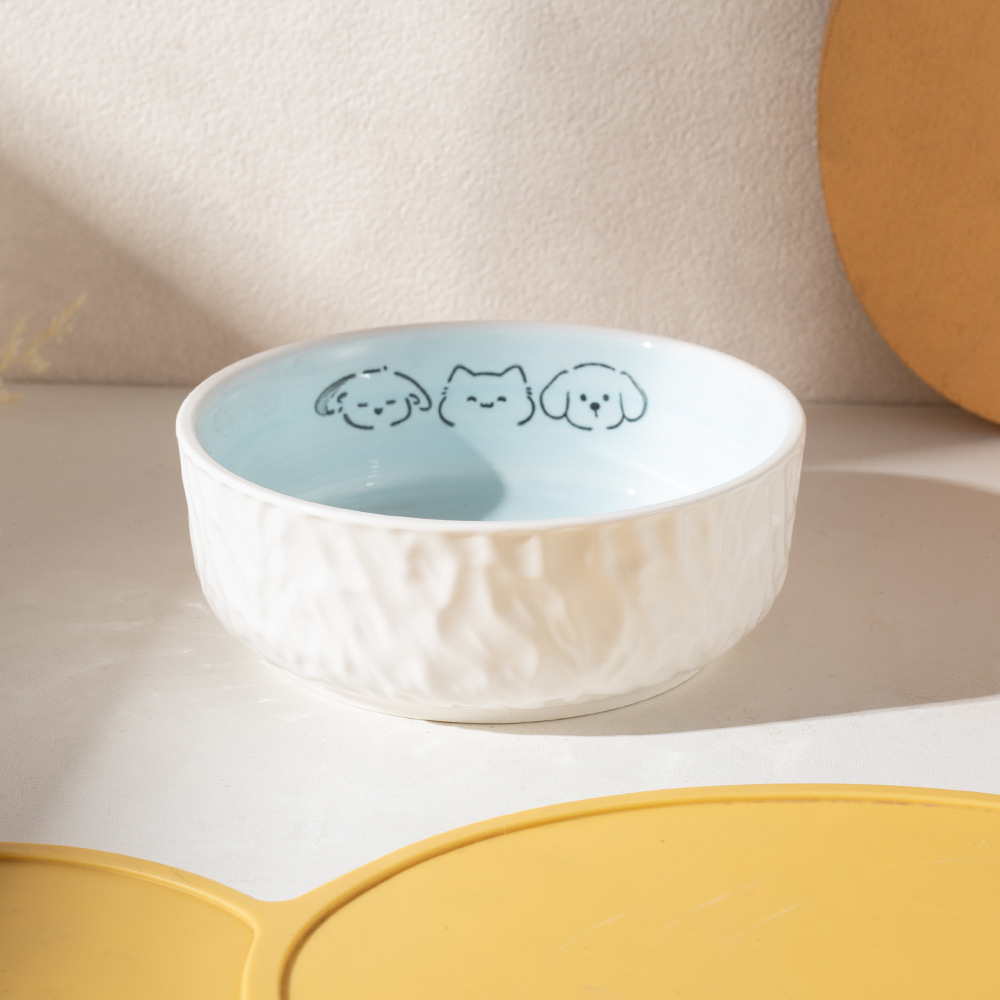 Bol plat peint à la main-bleu