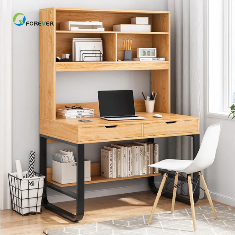 AI LI CHEN-estantería de madera de acero para escritorio, mesa de Oficina Integrada para estudiantes, con estantería