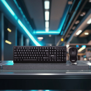 Accesorios de computadora Venta al por mayor Inalámbrico 104-Key Diseño Delgado LED retroiluminado Combo de teclado y mouse para uso en computadora de escritorio