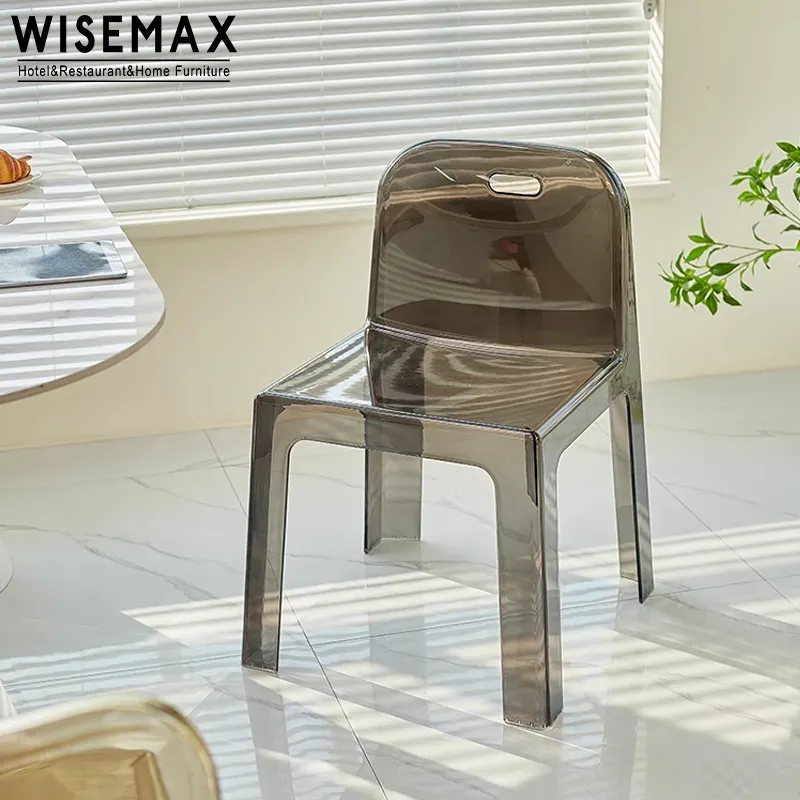 WISEMAX FURNITUREライトアクリル透明ダイニングルームチェア積み重ね可能リビングルームチェアホームレストランコーヒーアームチェア