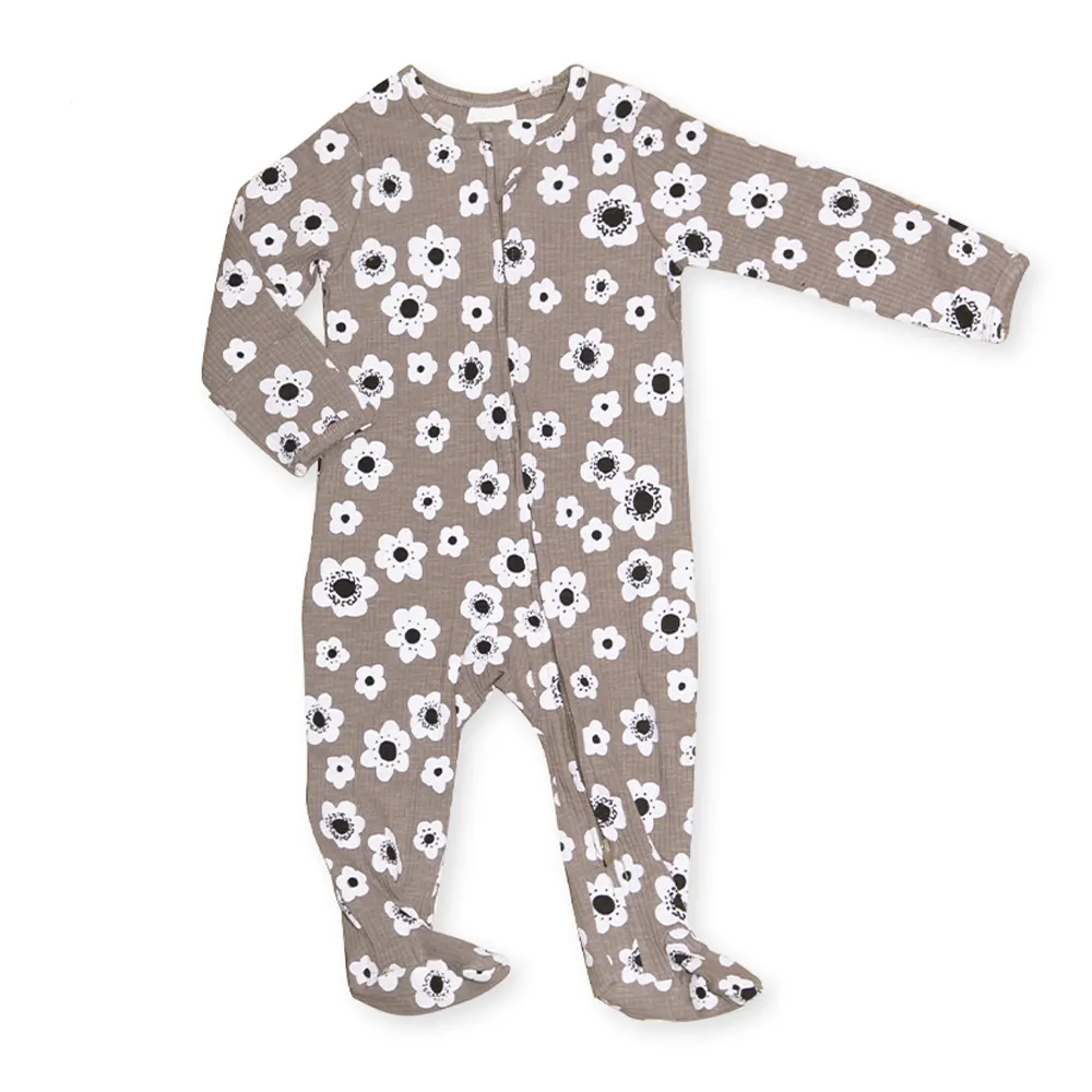 Mildream personalizado bambú Spandex bebé Footie mameluco recién nacido manga larga liso bebé algodón orgánico pijamas ropa