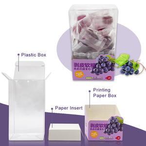 カスタムリサイクル可能PVC PETプラスチック包装箱食品グレードボックスキャンディスイーツ食品包装包装印刷紙外装付き