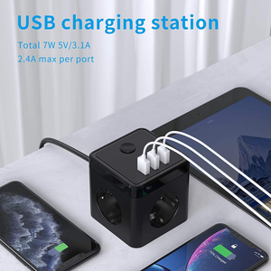 带USB/立方体电源条的电源条3路插座3 USB 5V 3.1A带USB短路保护的多插座 - Product Image 3