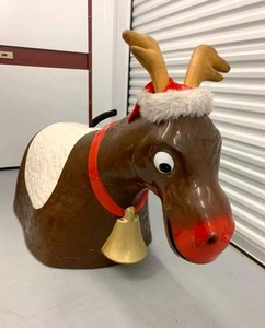 Inflatable Bull Riding Machine Rodeo Reindeer Round Rodeo Bed with Santa Feature Back Wall and Engaging <strong>Rudolf</strong> Reindeer Head - Product Image 5