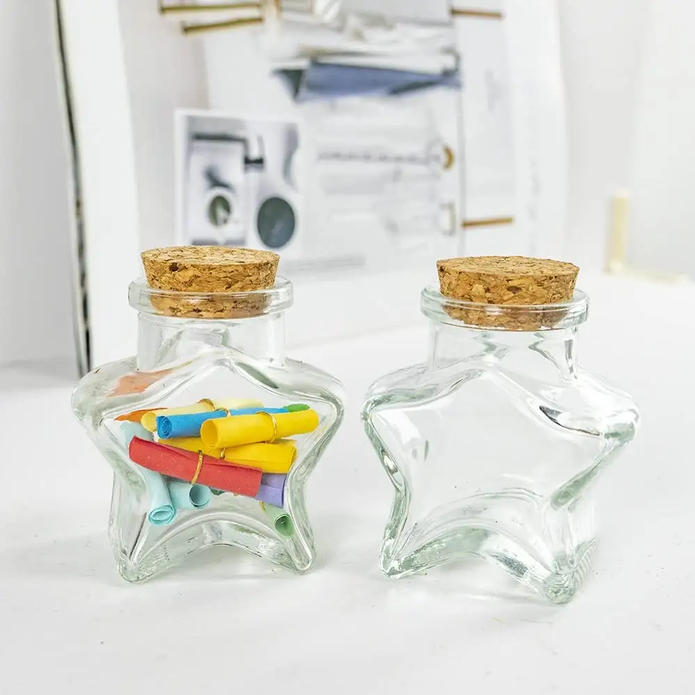 Botellas de vidrio transparente con tapas de corcho, frasco de recuerdo de arena de luna de miel con letras a mano