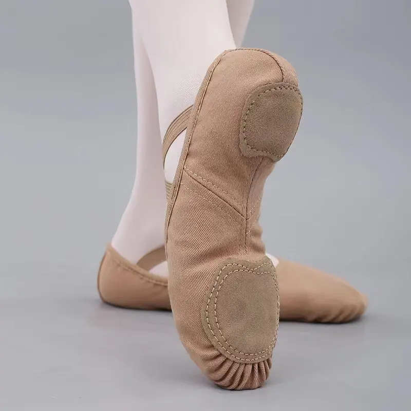 Sepatu Balet Cokelat, Sepatu Dansa Cokelat, Sepatu Balet Kanvas Elastis