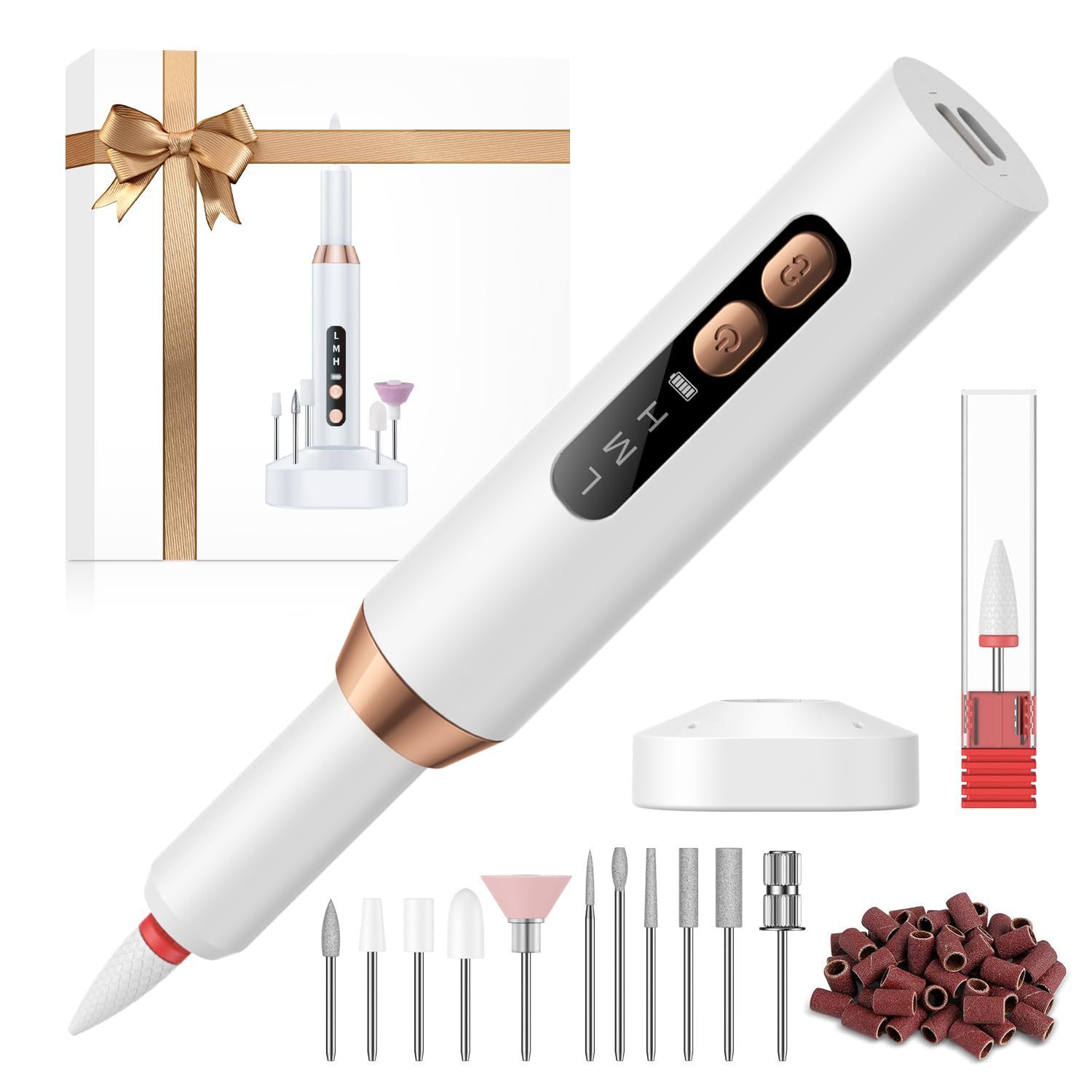 Nouveau modèle 2025 de meuleuse K516 en blanc + 30 papiers abrasifs.