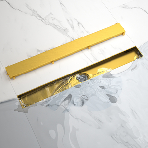 Customizable Gold Tile Insert Stainless Steel <strong>Linear</strong> Shower Drain for Bathrooms with Dual <strong>Function</strong> Cover - Product Image 5