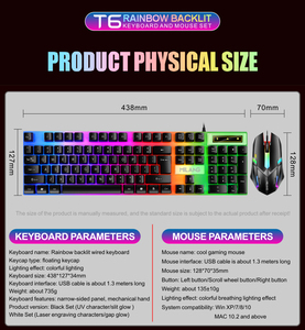 Venta caliente con cable USB RGB Gaming Keyboard and Mouse Combo Ergonómico Impermeable Teclado y Mouse Combos Set para jugadores de escritorio - Product Image 4