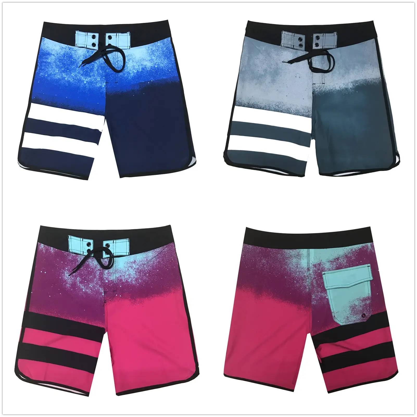 Shorts masculino, logotipo personalizado, secagem rápida, surf, 4 vias, stretch, short de prancha