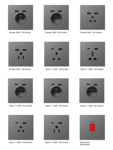 Enchufe multifunción Usb Computadora Teléfono Enchufes e interruptores universales Soporte de exhibición eléctrica