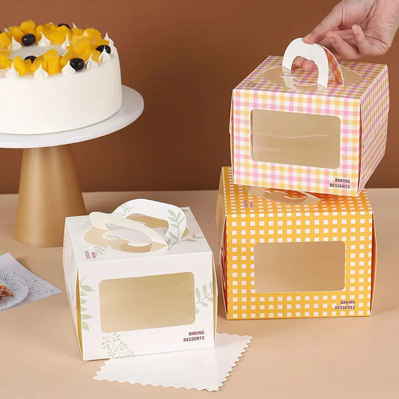 Atacado Presente Swiss Roll Cake Box Pacote Para Sobremesa Portable Away Sobremesa Pacote Individual Mini Cupcake Caixas Com Janela