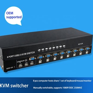 <strong>8</strong> Port <strong>KVM</strong> <strong>Switch</strong> VGA USB Console <strong>8</strong> in <strong>1</strong> Out With Button Connects Printer Keyboard Mouse Display Device