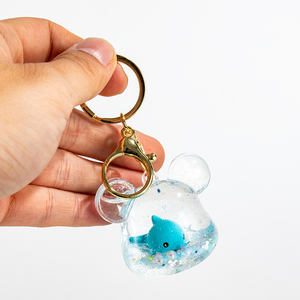 Creative Floating-In-<strong>Oil</strong> <strong>Whale</strong> Plush Dolls Quicksand Bottle Acrylic Keychains Pendants Cute Anime Desktop Ornaments-Wholesale - Product Image 3
