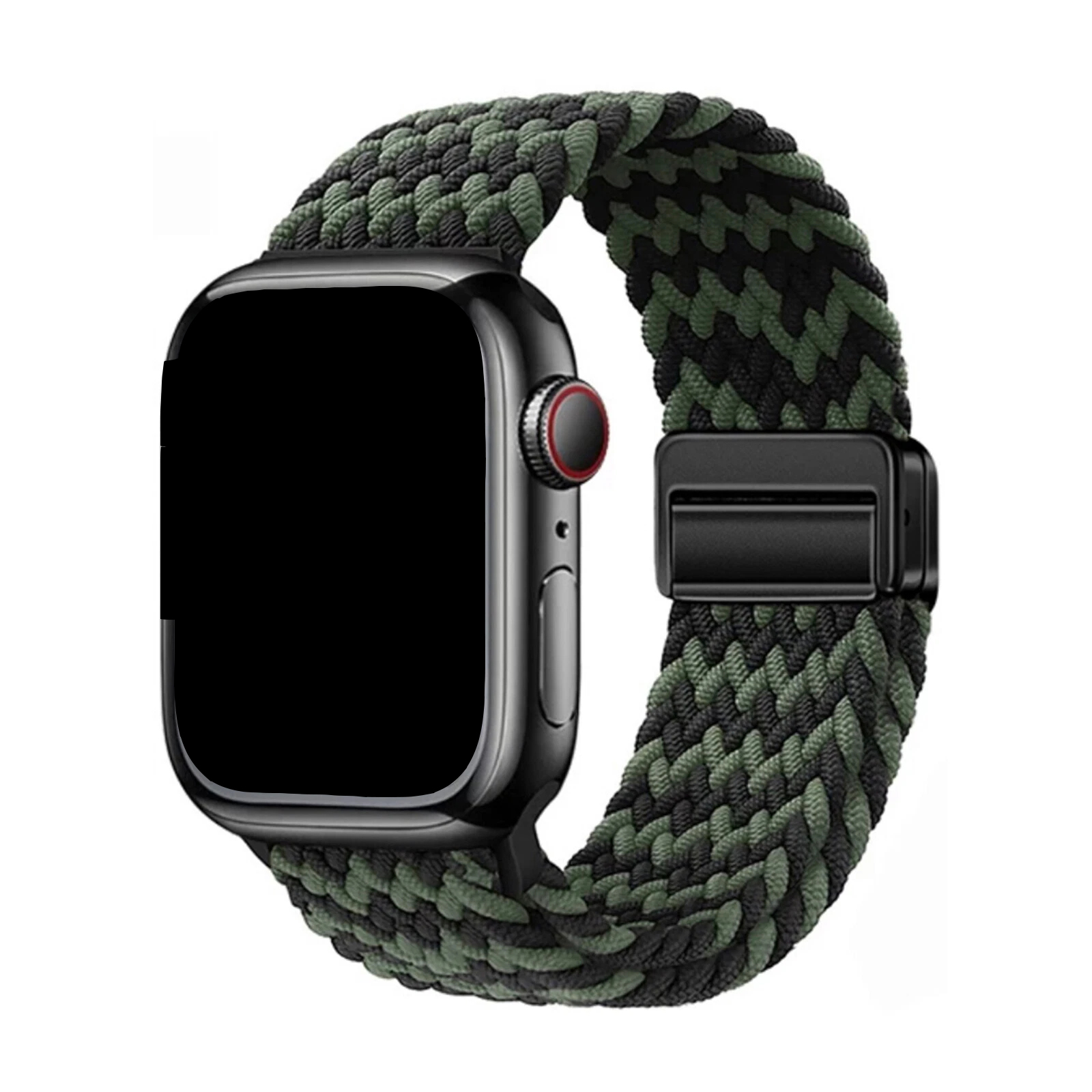 Noir-Vert (motif W) (bracelet de montre uniquement)