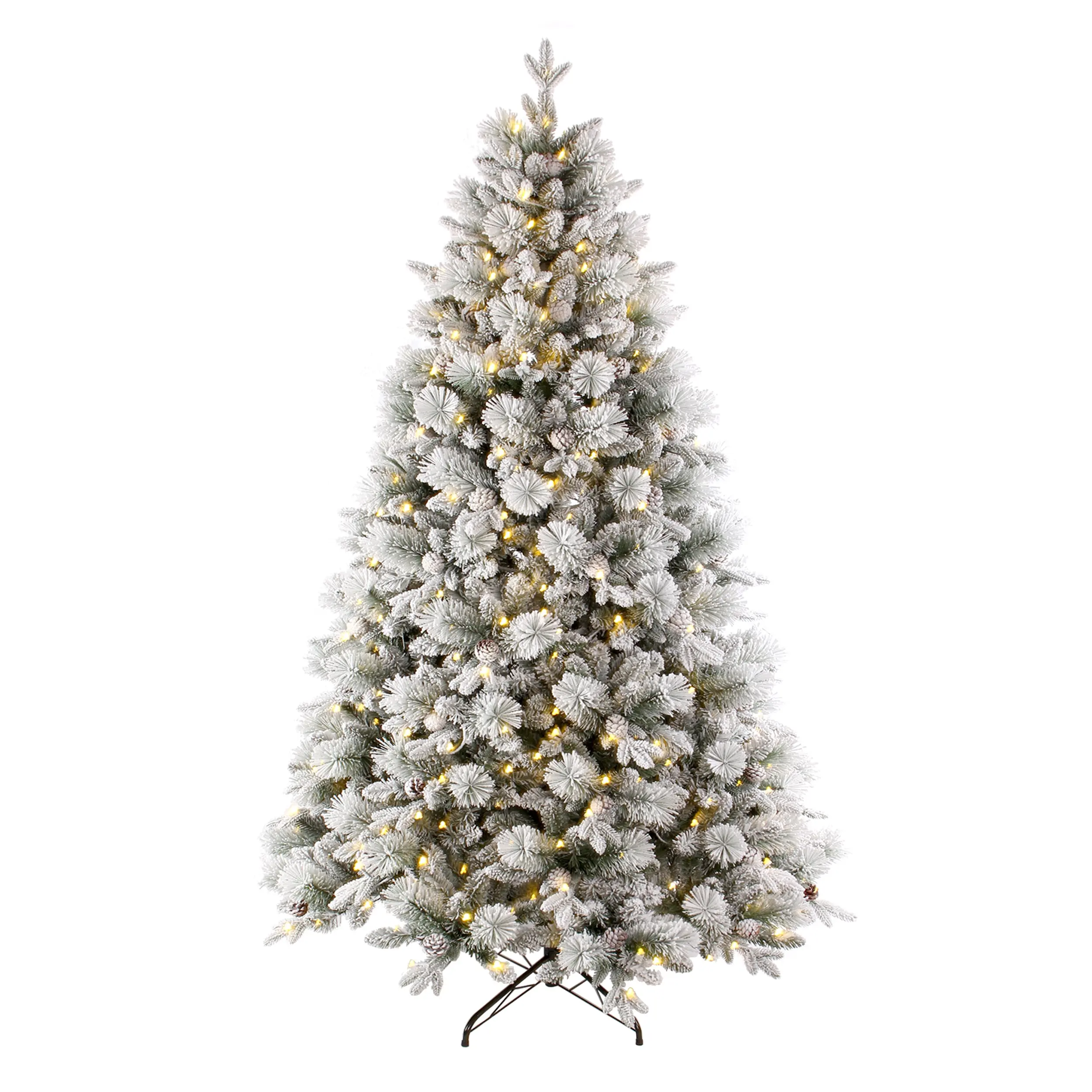 Árbol de Navidad Artificial de pino flocado para el hogar, fiesta, oficina, luces blancas cálidas, árbol de Navidad popular, preiluminado, 2023