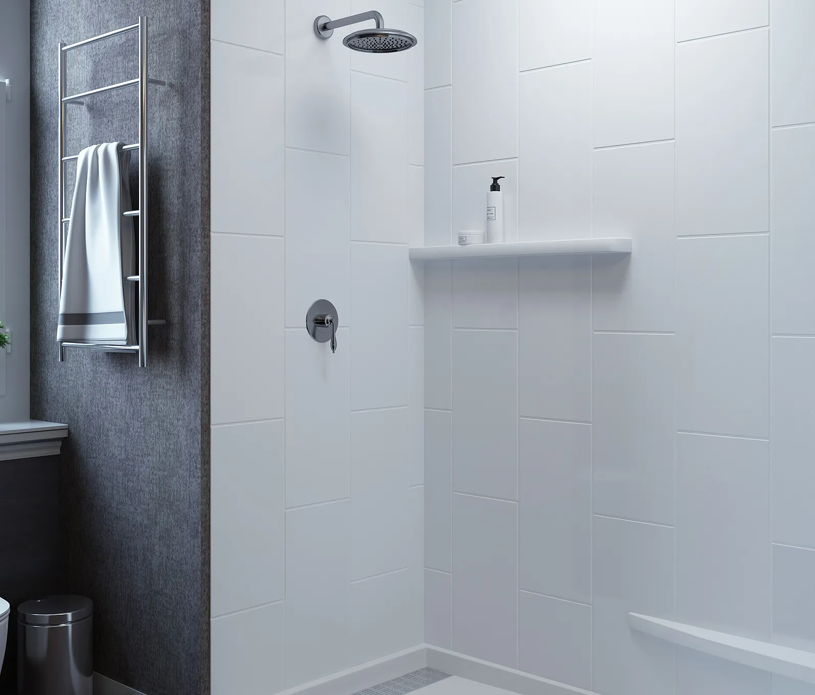 Vendita calda liscia verticale pietra artificiale coltivata marmo doccia Surround bagno vasca doccia pareti Surround pannelli
