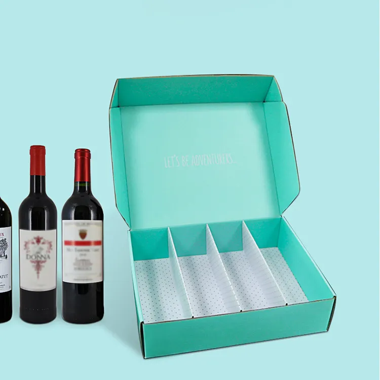 Scatole postali di lusso personalizzate di alta qualità scatole di spedizione per bottiglie di vino di carta imballaggio artigianale Design della scatola postale