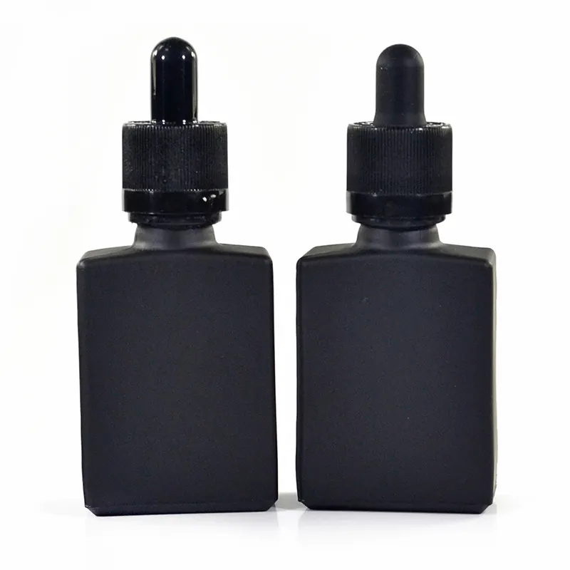 Riutilizzabile 15ml 30ml 50ml 100ml trasparente nero piazza Rettangolare di olio essenziale di vetro contagocce con tamper tappo a prova di bambino