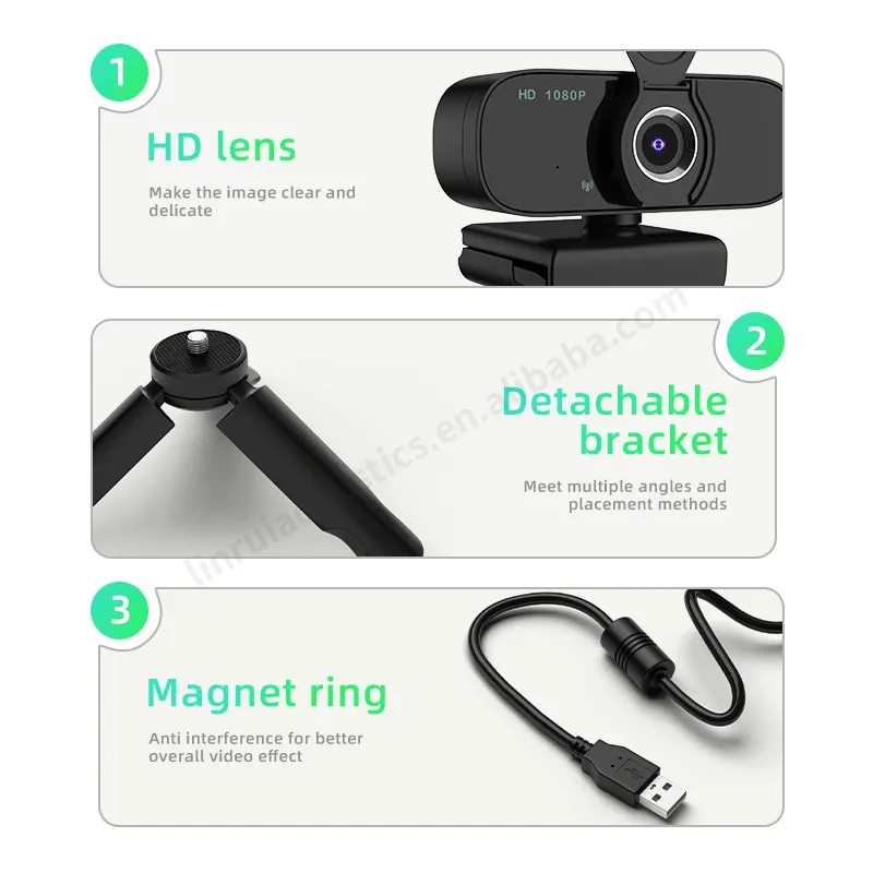 HD 1080P Webcam Schneller Fokus mit Stativ Ständer Datenschutz abdeckung Weitwinkel Eingebaute Stereo-Mikrofon High Definition Distortion Web kamera
