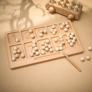 蒙特梭利分拣托盘，带10个部分和数字，松散的部分游戏学习计数数字板礼物儿童学龄前 - Product Image 2