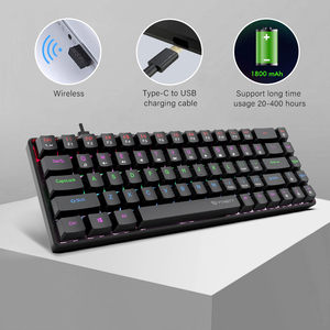 Wired Mechanical <strong>Keyboards</strong> Compact 68 <strong>Keys</strong> for Office <strong>Wireless</strong> Gaming <strong>Keyboard</strong> RGB Backlit - Product Image 4