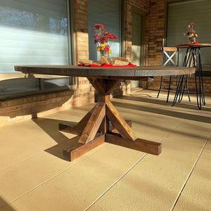 工厂制造的乡村圆桌圆桌栈桥圆桌松木餐桌实木家具 - Product Image 5