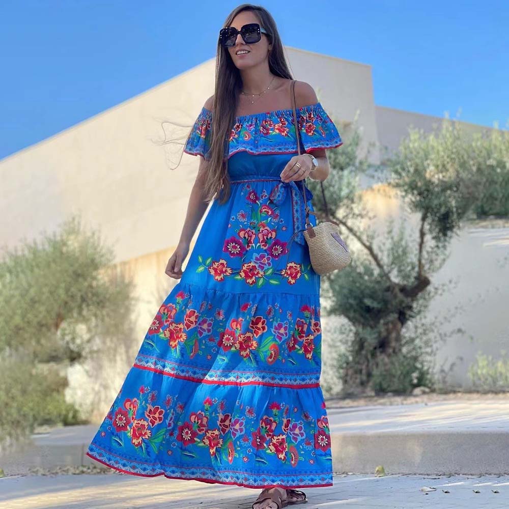 Blue Off Shoulder Dress