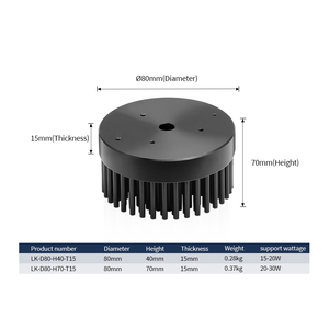 D80 H40 20W siyah eloksal alüminyum Pin Fin Led soğuk dövme soğutucu - Product Image 3