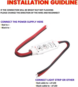 โมดูลควบคุมแบบมีสาย5V 6V 12V 24V,พร้อมแฟลชกระพริบสำหรับใช้ในรถหรือในบ้านไฟสาย LED ตัวควบคุมแบบแฟลช LED - Product Image 3