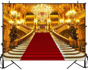 Tuyệt đẹp Châu Âu hội trường bên nền đám cưới sân khấu trang trí nền màu Đỏ Thảm Palace bối cảnh hoàng gia vàng lâu đài - Product Image 2