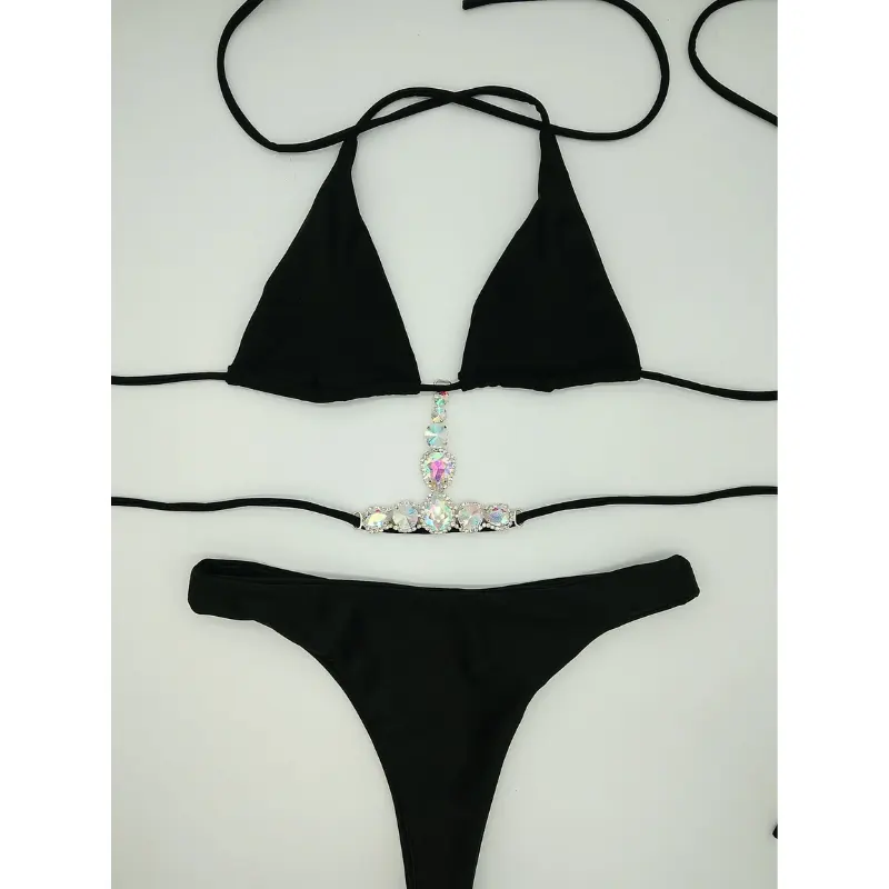 New Diamond Biquíni Swimsuit Fábrica Vendas Diretas Popular Europeu E Americano Sexy Diamante Conector Bikini