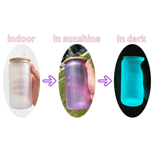 Trống Thăng Hoa 16Oz Thay Đổi Màu UV Thích Hợp Cho Đồ Uống Lạnh Bằng Nhựa Vinyl Cốc Cà Phê Nhiều Màu 16Oz Thăng Hoa Phát Sáng Trong Hộp Tối - Product Image 2