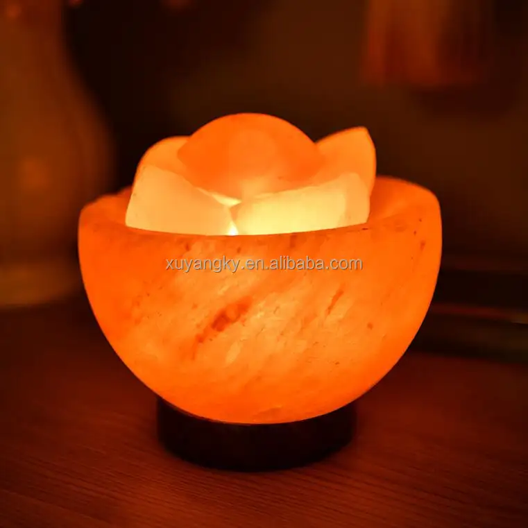 Salt lamps pink rock salt lamp crafted hand made with salt chunks and wooden base electric