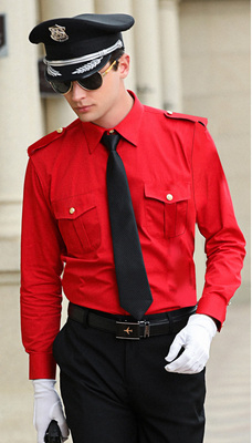 Red long sleeve shirt without tie