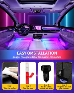 ไฟติดเท้าภายในรถยนต์ LED นีออน48 72ดวงพร้อมรีโมทไร้สาย USB ควบคุมแอปเพลงแบบ RGB ไฟสร้างบรรยากาศอัตโนมัติ - Product Image 2