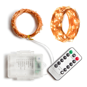 Gran oferta, cadena de luces LED de 5M y 10M, luces de hadas con Control remoto a prueba de agua, funciona con batería, temporizador de 8 modos, iluminación decorativa de cobre