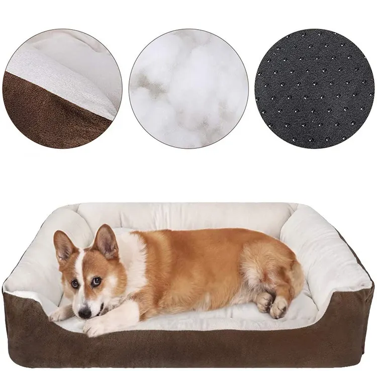 Cama calmante suave personalizada para mascotas, sofá lavable de lujo de piel sintética, cómodo para dormir, camas pequeñas, medianas y grandes para perros y gatos