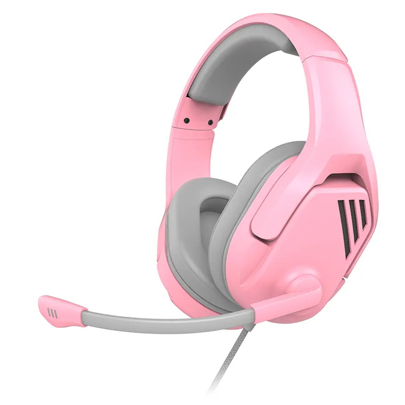 GX130 핑크 게임용 헤드셋 유선 소녀의 헤드폰 PS4 PS5 PC 휴대 전화 용 3.5mm 잭