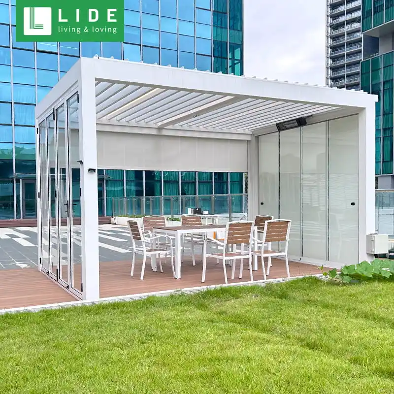 Lide công nghệ Tất cả thời tiết 3 bài pergola chân đế không con lăn rèm